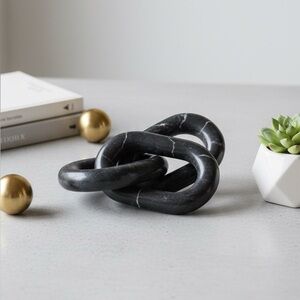 Modern Black Marble Chain Sculpture
